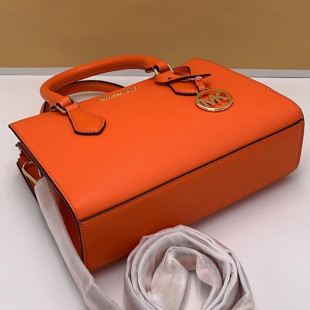 MICHAEL KORS SHEILA SMALL CENTER ZIP SATCHEL/CROSSBODY POPPY COLOR NWT